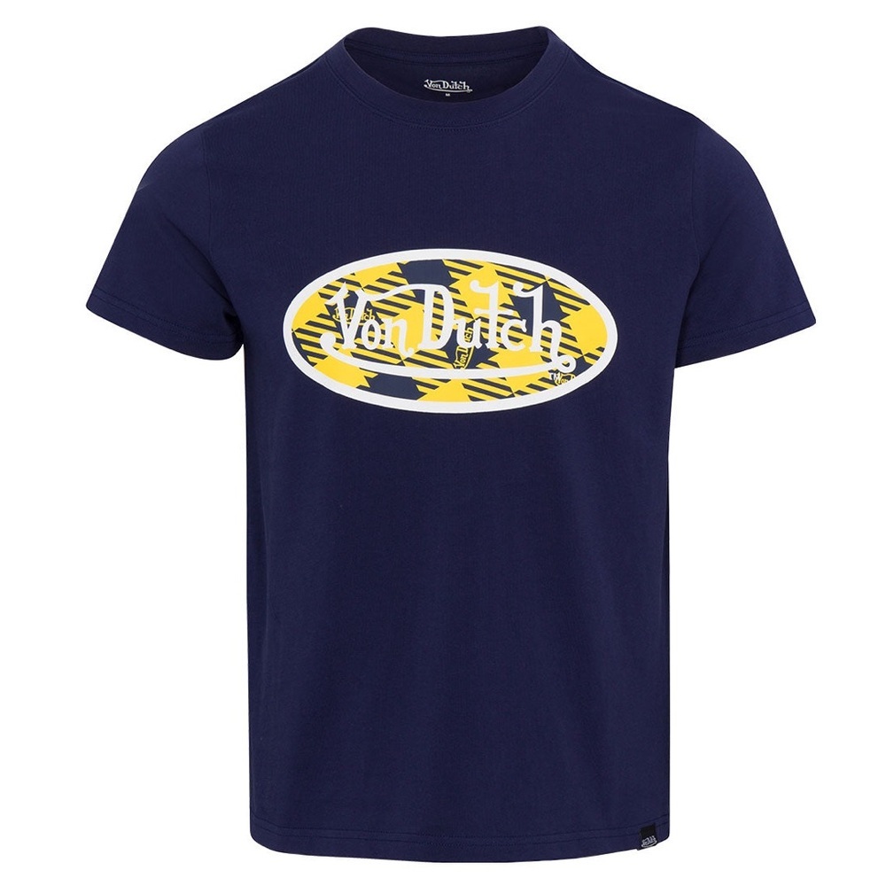 Von Dutch Unisex NAVY & YELLOW PLAID Short Sleeve Logo Tee/T-Shirt | NEW/NWT!!💛